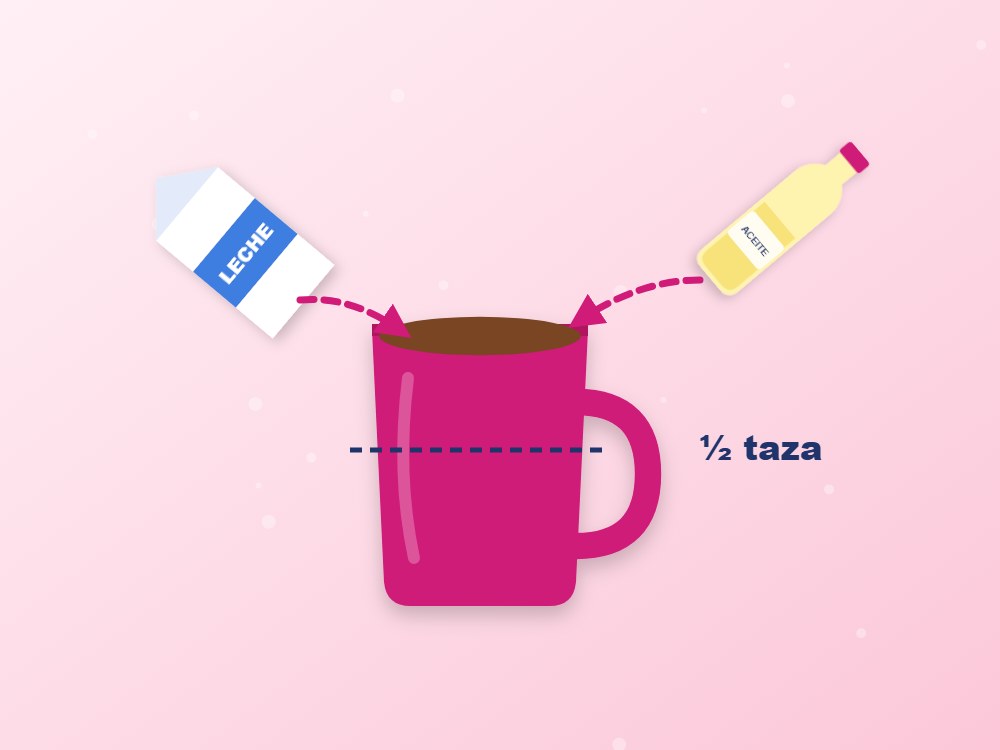 Bizcocho de chocolate en taza (microondas): ilustración de los pasos 3 y 4