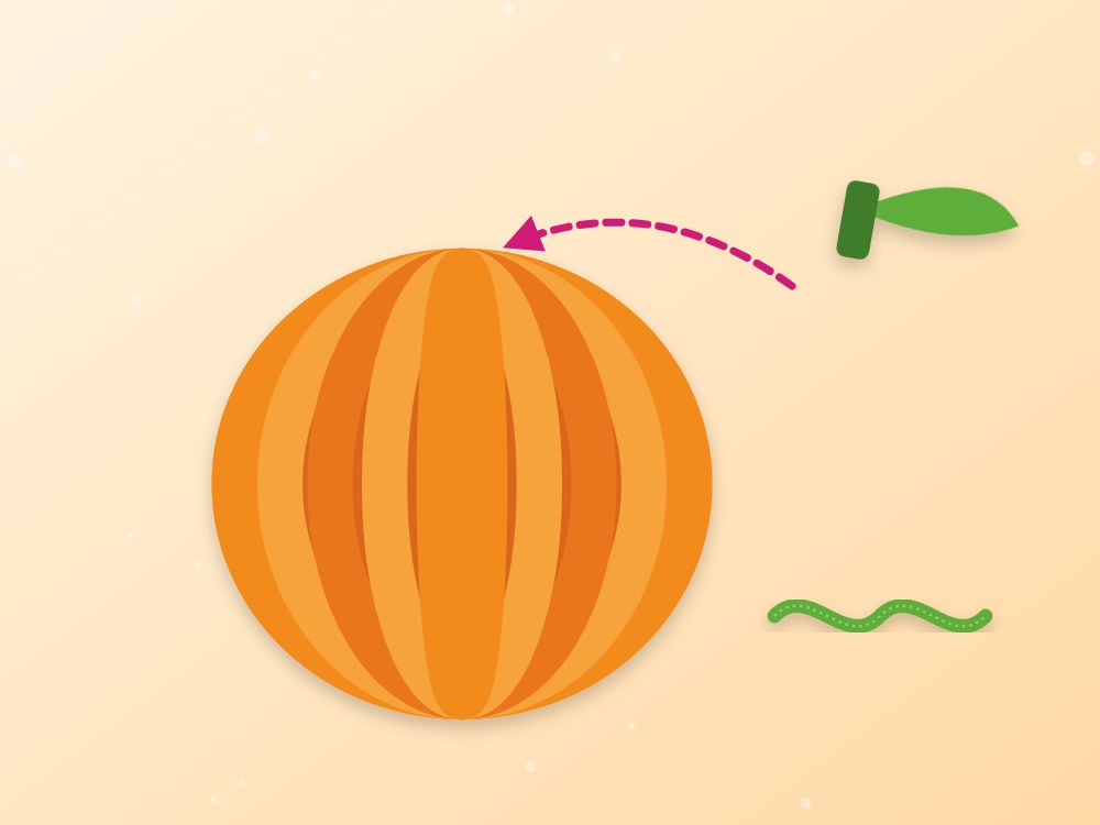 Calabaza 3D con tiras de papel: ilustración de los pasos 5 y 6