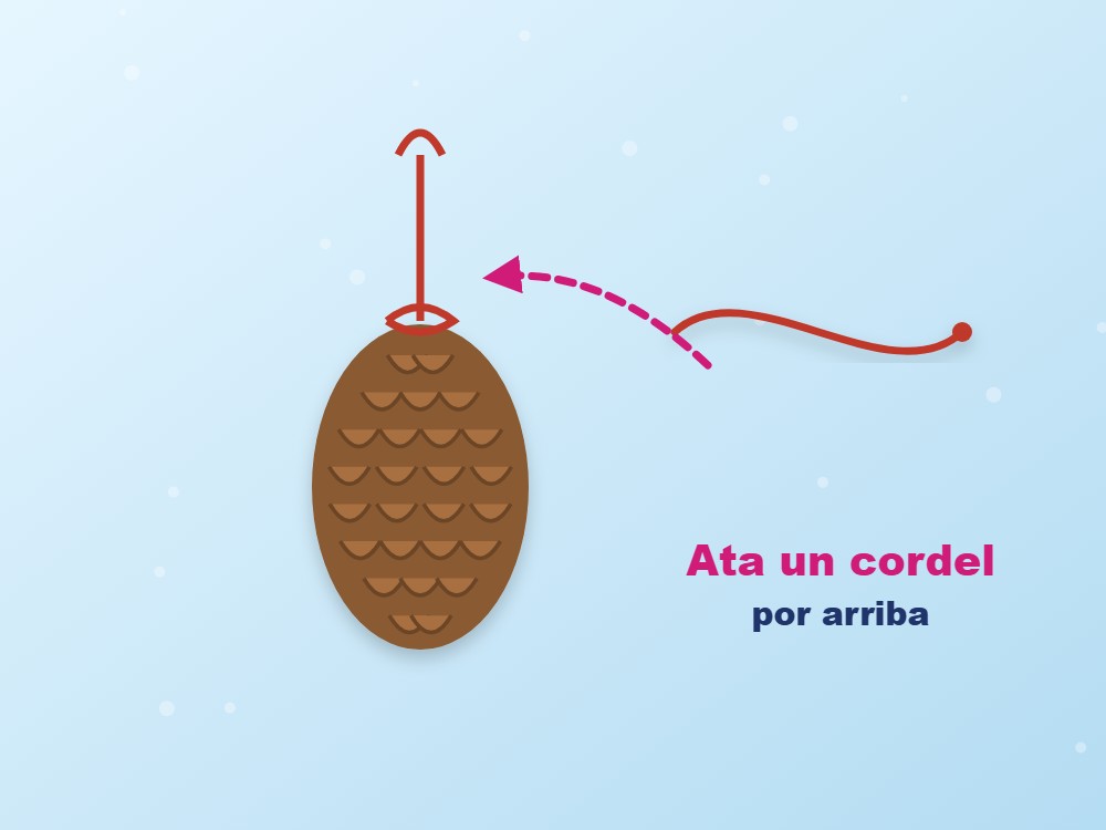 Comedero para pájaros con piñas: ilustración de los pasos 1 y 2