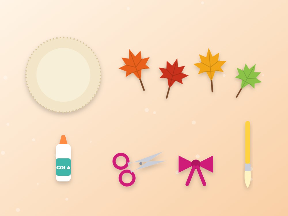 Materiales para hacer corona de otoño con plato de cartón