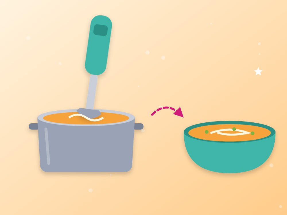 Crema de calabaza suave para niños: ilustración de los pasos 5 y 6