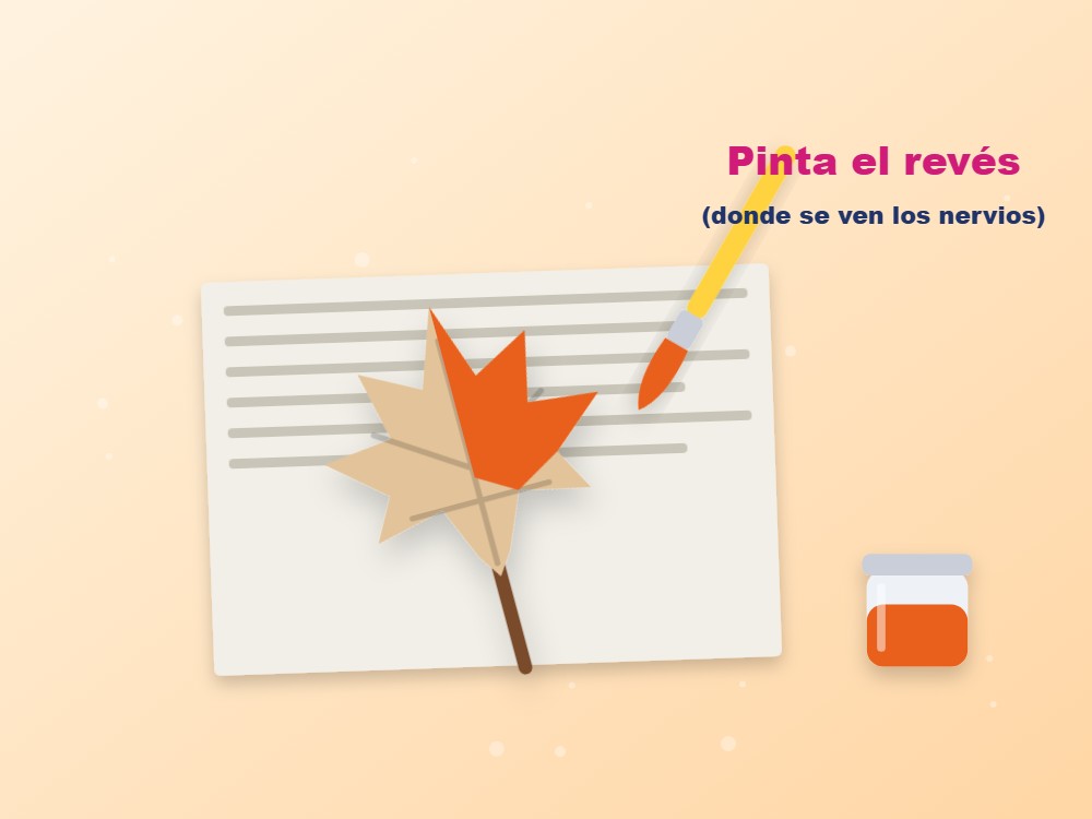 Estampar hojas de otoño con pintura: ilustración de los pasos 3 y 4