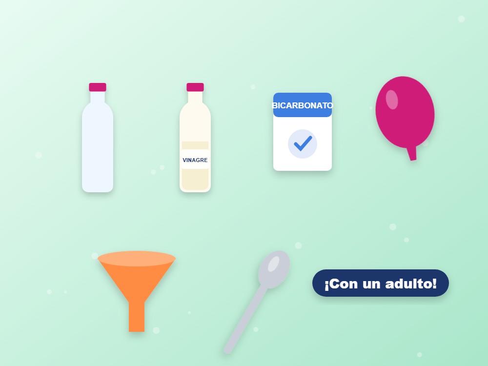Materiales para el experimento el globo que se infla solo