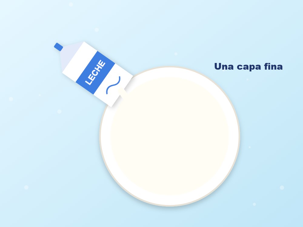 Leche mágica de colores: ilustración de los pasos 1 y 2