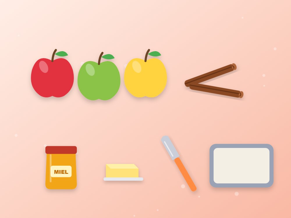 Ingredientes para hacer manzanas asadas con canela