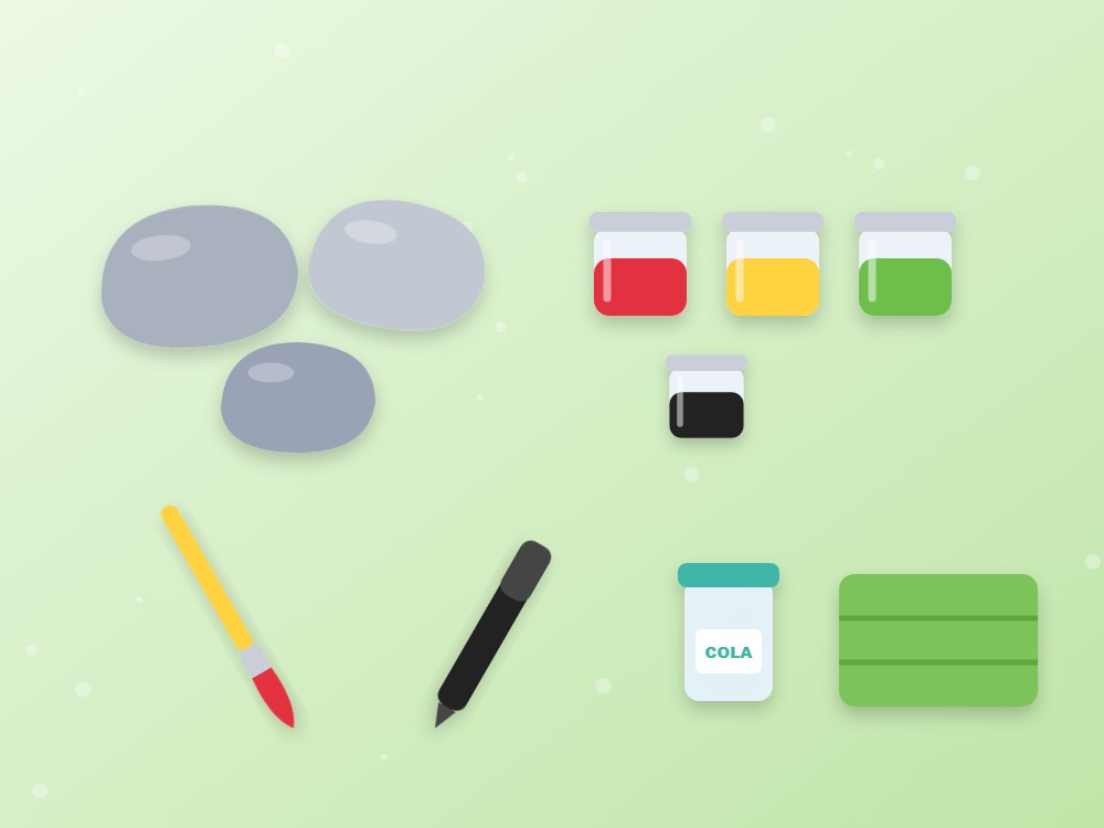 Materiales para hacer piedras pintadas: mariquitas, abejas y ranas