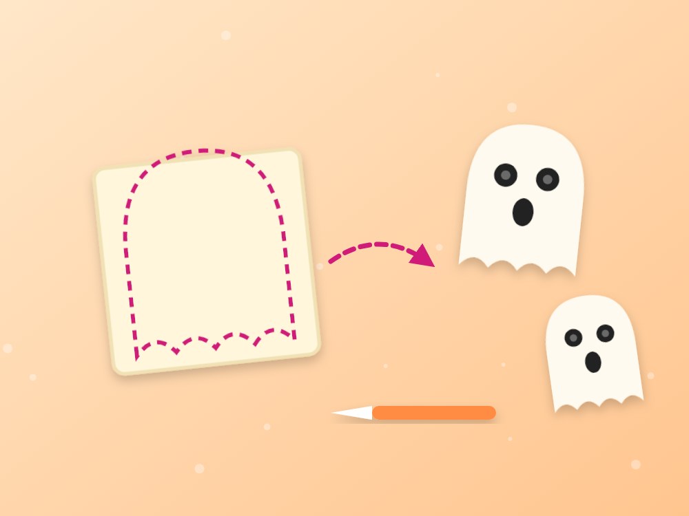 Mini pizzas fantasma para Halloween: ilustración de los pasos 3 y 4