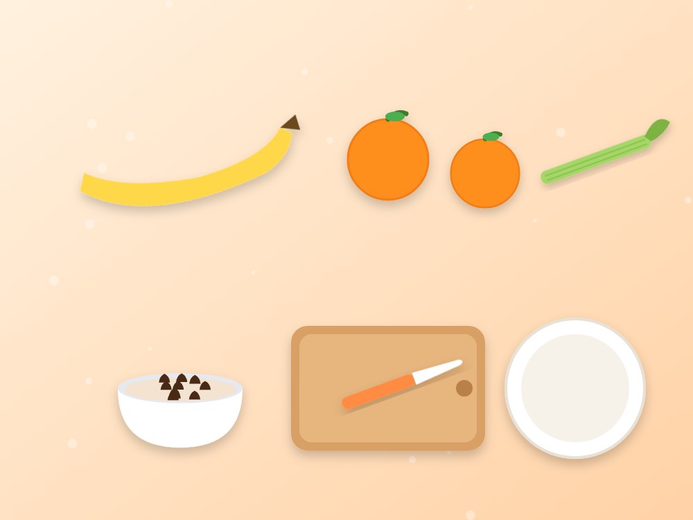 Ingredientes para hacer plátanos fantasma y mandarinas calabaza