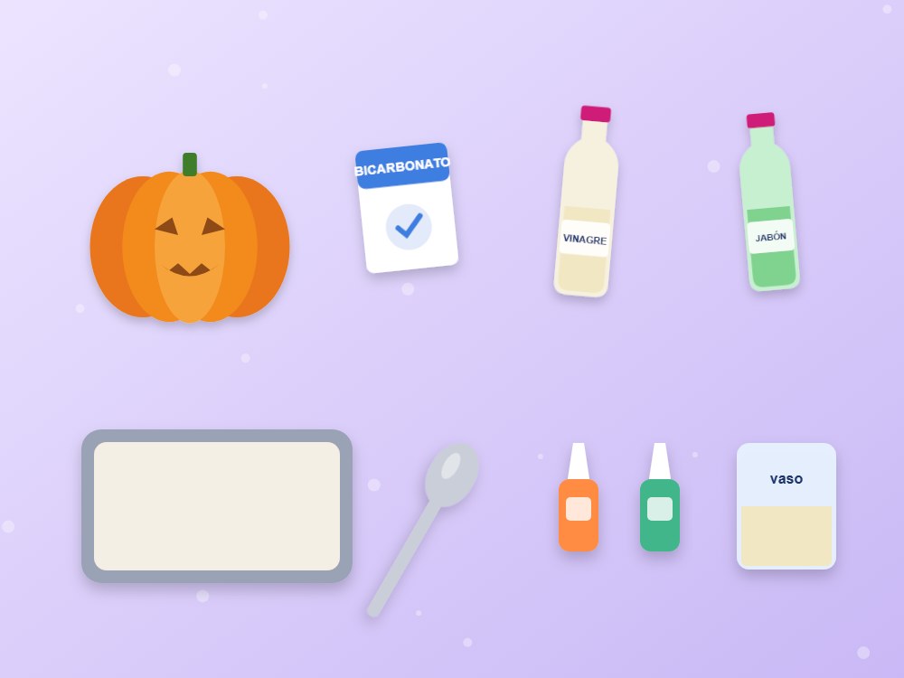 Materiales para el experimento calabaza volcán: el experimento de Halloween