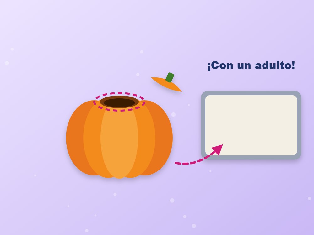 Calabaza volcán: el experimento de Halloween: ilustración de los pasos 1 y 2